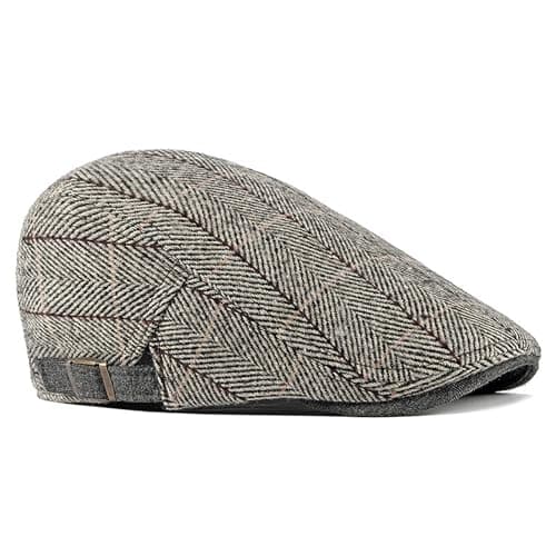 Image of DOINEUFL Mens Flat Cap UK, Flat Caps for Men UK, Men's Flat Caps with Simple Design, Adjustable Newsboy Caps for Men, Grandad Hat in 55-59cm