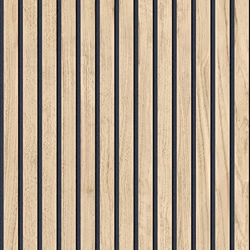 Image of Panacea Wood Slats Wallpaper Light Oak - Beige/Black - Belgravia 1158