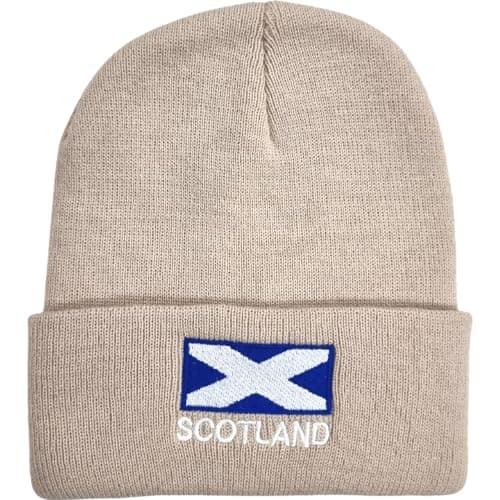 Image of Heritage Stag Unisex Scotland Beanie - Soft and Cozy Winter Scotland Hats for Men's and Women's (Polyester, Beige)