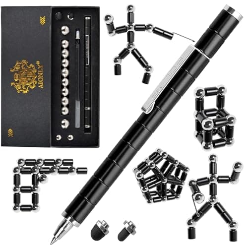 Image of Aionly Fidget Magnetic Pen, Ballpoint Magnet Pen Birthday Gifts for Men Teen Boys Girls, Fathers Day Christmas Stocking Filler Presents For Men Women Teenage, Unique Cool Stuff Gadgets (Black)