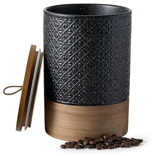 Image of Miamolo Large Jar with Lid, Ceramic Coffee Container with Airtight Lids, Food Storage Containers, Kitchen Canisters for Countertop Coffee Bar Accessories Weeding Gift - Black & 64oz