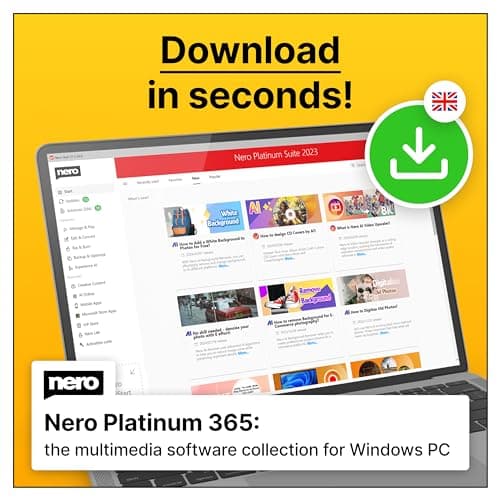 Image of Nero Platinum 365 | Image, Video, Music Management, Editing & Streaming, Ripping, Burning, Backup & Recovery, PC Tuning | Win 11/10/8/7 | 1 Device | Annual licence | Activation code per email