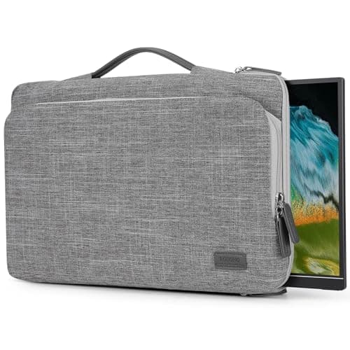 Image of 18.5 Inch Portable Monitor Case, 18.5 inch Laptop Protective Carrying Cover with PU Handle, Large Accessory Pocket and Water Resistant for Travel Monitor Bag Display Screen Sleeve, Gray