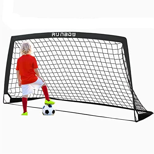 Image of RUNBOW 6x4 ft Kids Football Goal, Portable Soccer Net for Backyard Practice with Carry Bag (Black, 1 Pack)