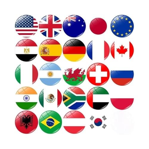 Image of 24Pcs World Flags Refrigerator Magnets, Magnetic Crystal Glass Refrigerator Stickers for Refrigerator Classroom Office Whiteboard Metal Cabinet Home Decoration