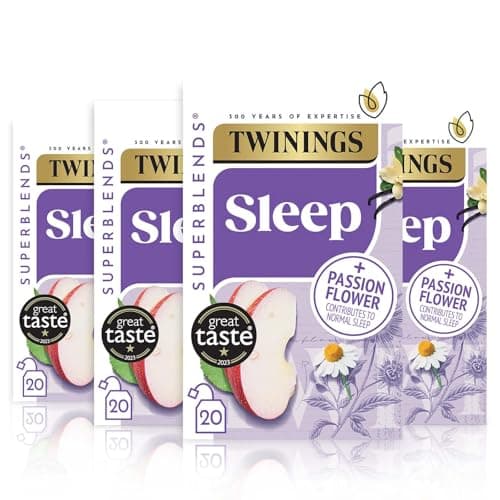 Image of Twinings Superblends Sleep Tea - Spiced Apple & Vanilla Herbal Tea Infusion with Camomile & Passion Flower - 80 Biodegradable Tea Bags