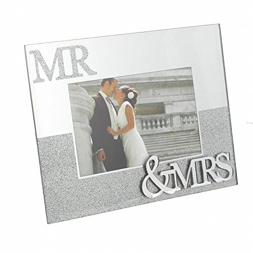 Image of MR and MRS Mirror Glitter Picture Photo Frame Gift Wedding Anniversary 6 X 4 New