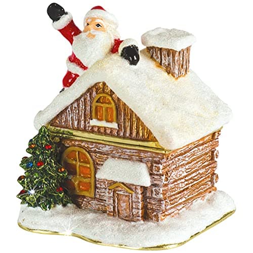 Image of Craycombe Trinkets 6070 Santa on House Trinket Box, Height 7cm, Red