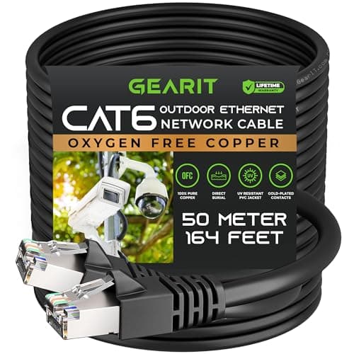 Image of GEARit Cat6 Outdoor Ethernet Cable (50m) 23AWG Pure Copper, FTP, LLDPE, Waterproof, Direct Burial, In-Ground, UV Resistant, POE, Network, Lan, Internet, Cat 6, Cat6 Cable - 50 Meters
