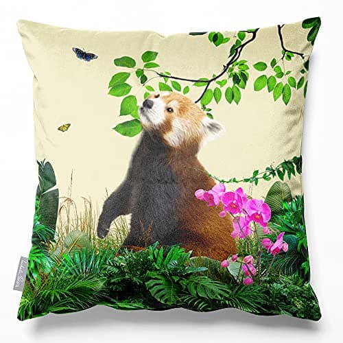 Image of Izabela Peters Cushions With Covers Included, Filled Cushion, Eco-Friendly Velvet Cushions, 45 cm, Rare Red Panda - Cream, Chair Cushions, Sofa Cushions, Seat Cushions, Large Cushions