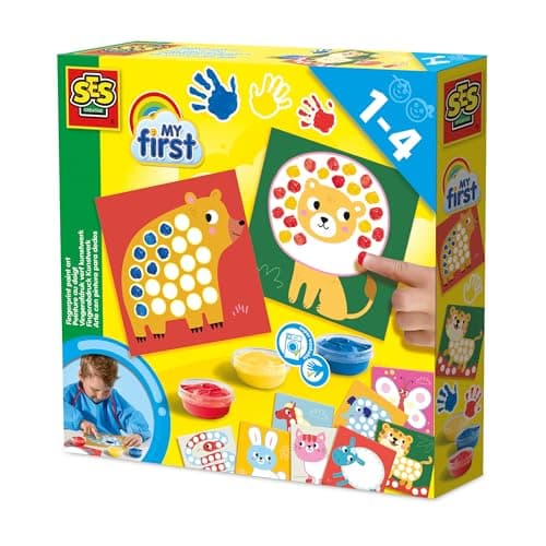 Image of SES Creative My First - Fingerprint Paint Art Fun Painting Set for Kids, Set Contains 3 Colours of Finger Paints, 10 Colouring Sheets, Ideal for Ages 1-4 Years