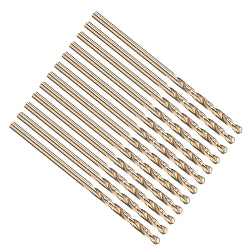 Image of PATIKIL 1.6mm Drill Bit 1/16", M35 Cobalt 5% High-Speed Steel Jobber Straight Shank 135° Gold Finish for Stainless Steel Hard Metal - 12 Pack