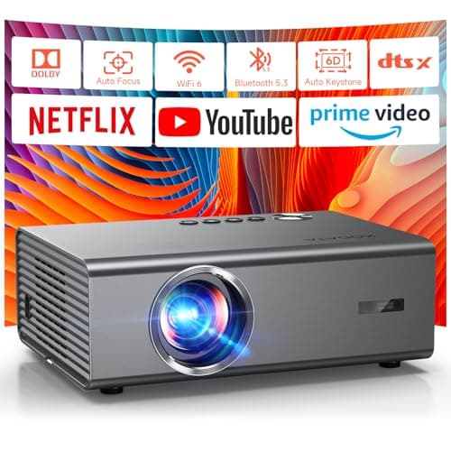 Image of 4K Smart Projector for Bedroom | 1200 ANSI, Compatible with Netflix & HDR10 | KOGATA AI Auto Focus, 6D Keystone, 100%–50% Zoom, WiFi 6 & Bluetooth 5.3 | Outdoor & Indoor Home Cinema Projectors