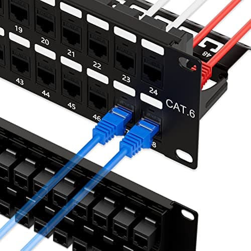 Image of iwillink 48 Port RJ45 Through Coupler Cat6 Patch Panel UTP, Wallmount or Rackmount, Compatible with Cat5, Cat5e, Cat6 Cabling