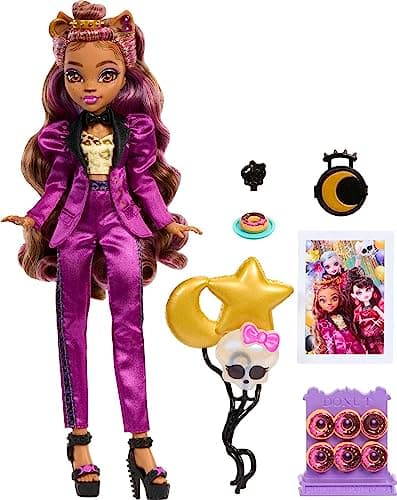 Image of Monster High Clawdeen Wolf Doll in Monster Ball Party Fashion with Themed Accessories Like Balloons