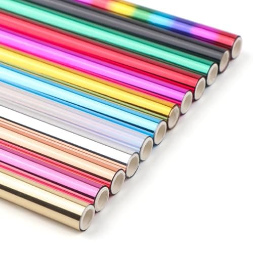 Image of 12 Pack Gold Foil Heat Transfer Sheets for Crafts Embossing Stamp Tool, Heat Activated Thermal Toner, Add Stunning Foiled Elements to Any Card, Scrapbooking, DIY