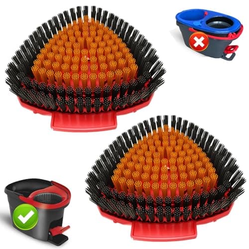 Image of 2 Pack Upgraded Replace Scrub Brush Compatible with Vileda Turbo/Ocedar Spin Mop System, More Layers of Bristles Great for Kitchen, Deck, Bathroom and Shower Floor Scrubber Head Replacement