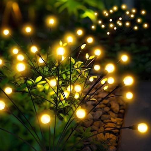 Image of PATIOPIA Solar Lights Outdoor Garden, 40 LED Firefly Outdoor Garden Lights Waterproof, Solar Powered Swaying Light for Pathway, Yard, Patio Decoration (4 Pack,Warm White)