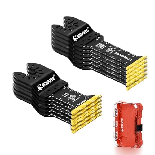 Image of EZARC Titanium Oscillating Saw Blades, Standard Length & Extra-Long Oscillating Multitool Blades for Metal, Wood Nails, Screws Cutting, Plastic, 12 Pack