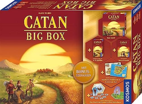 Image of Kosmos 682941 Catan Big Box, 7-Piece Value Box, Starter Set for Catan - The Game, Includes Addition for 5-6 and Expansion with Bonus Scenarios, Settlers of Catan