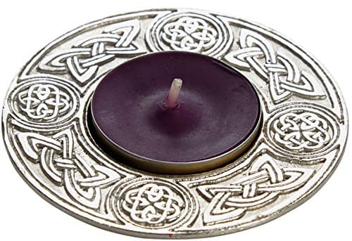 Image of Tealight Round Pewter T-Light Holder Celtic Pattern For Any Home