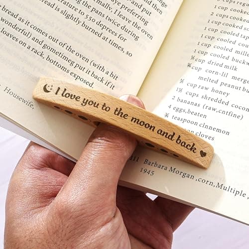Image of I Love You to The Moon and Back Thumb Book Page Holder, Personalised Wooden Thumb Page Holder for One, Valentines Gift for Her, Gift for Women and Book Lovers Gift