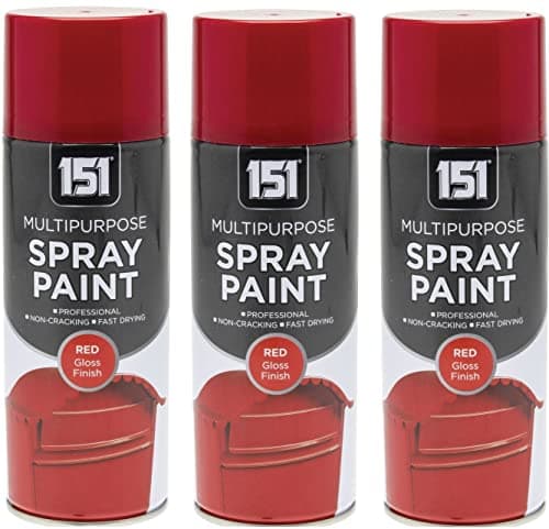 Image of 151 Red Gloss Multi-Purpose Aerosol Spray Paint 400ml (3 Pack)