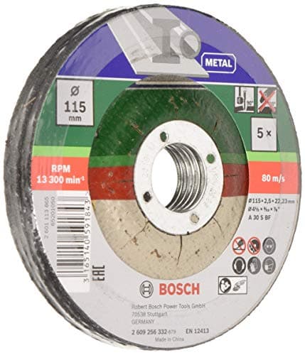 Image of Bosch 2609256332 5-Piece Cutting Disc Set with Depressed Centre for Metal D 115 mm