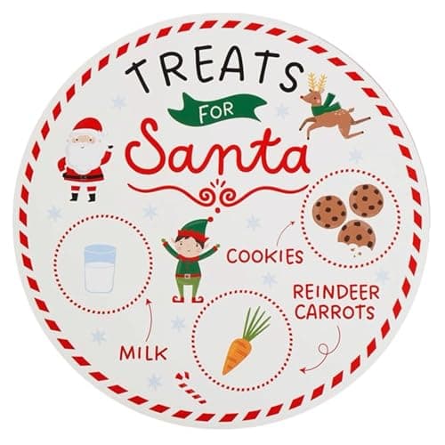 Image of eBoutik - New for 2027, Santa's Childrens Christmas Eve Plate - Festive 30cm Unbreakable Board with Milk and Cookies Sections for Santa and Rudolph - Magical Xmas Decor