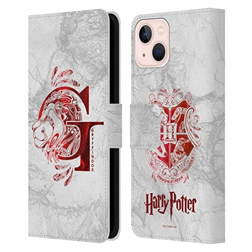 Image of Head Case Designs Officially Licensed Harry Potter Gryffindor Aguamenti Deathly Hallows IX Leather Book Wallet Case Cover Compatible With Apple iPhone 13