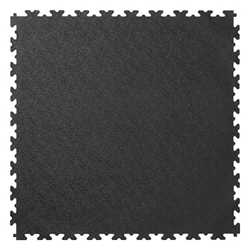 Image of Heavy Duty Garage Flooring - 4 Tiles of PVC Interlocking Floor Tile, Gym Matting (497 x 497 x 7mm) (Black)