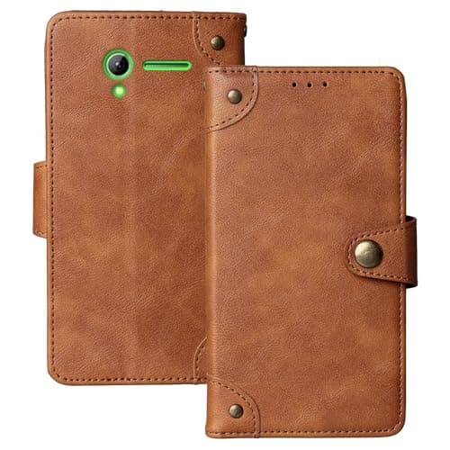 Image of Anybird Brown Premium Retro Flip Leather Protector Case For Alba ACF28 2G 2.8" Magnetic Card Slot Wallet Protective Bumper