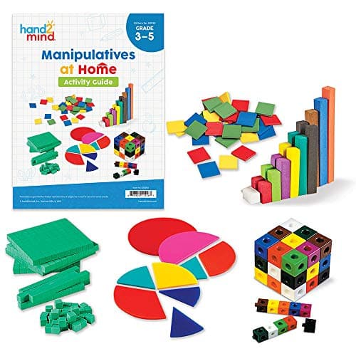 Image of Learning Resources Take-Home Manipulatives Kit (Ages 8-10) Maths Learning Kit for Home Learning with Base Ten Blocks, Snap Cubes, Colour Tiles & Angle Circles