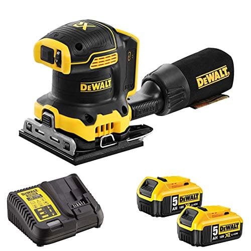 Image of Dewalt DCW200N 18V Brushless 1/4 Sheet Palm Sander 2 x 5.0Ah Batteries & Changer