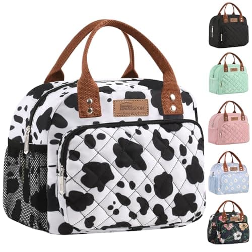 Image of HOMESPON Insulated Lunch Bag for Women Men Work Adult Cool Bag Lunch Box Container Ladies Lunch Tote (Cow Print)