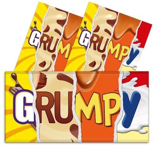 Image of Triple Pack - 3x Grumpy Novelty Chocolate Bar Wrappers Funny Rude Joke Fathers Mothers Day Husband Wife Birthday Work Secret Santa Gift Prank Fun Friend Present. Pack of 3. (Chocolate Not Included)