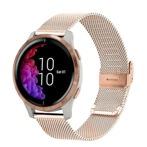 Image of YOOSIDE Watch Strap for Garmin Venu 2 Plus/Venu Sq/Vivoactive 5 / Vivomove 3, Stainless Steel Metal Mesh 20mm Quick Release Wristband Strap for Vivoactive 3, Forerunner 245/158 (Rose Gold)