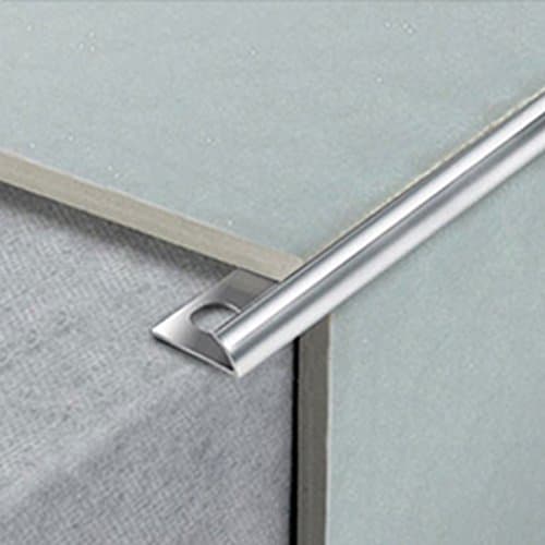Image of Tile Trim 10mm x 5 Lengths Aluminium Chrome Round Edge Heavy Duty 2.44m Long Used for Bathroom, Kitchen & Tiling
