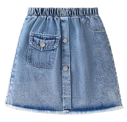 Image of SEAUR 2026 Girls Jean Skirt Size 8Years Denim Skirt High Waist A Line Casual
