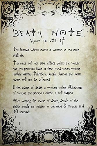Image of Inga Death Note Rules Poster Home Decor Art Wall Decor Metal Sign Poster 8x12 inches