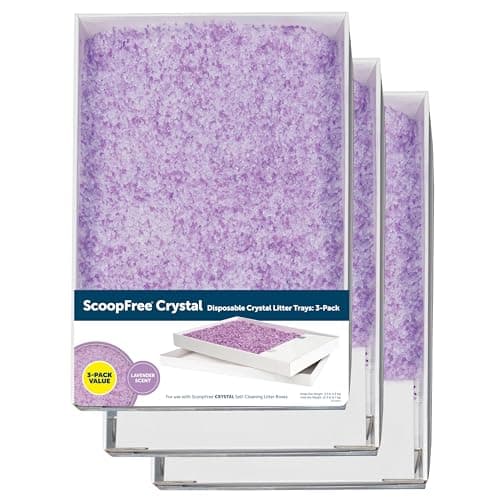 Image of PetSafe ScoopFree Crystal Litter Tray Refills – Lavender Scent – Disposable Tray – Includes Leak Protection & Low Tracking Litter – Absorbs Odours on Contact, 3 trays