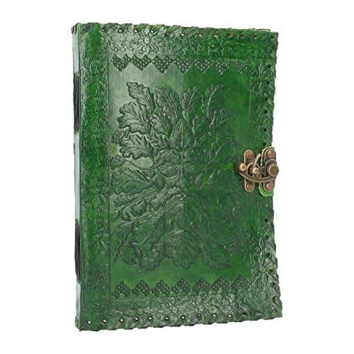 Image of Nemesis Now Greenman Leather Journal With Lock 28cm Green