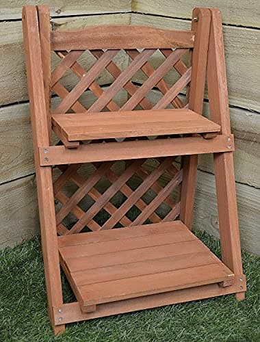 Image of Unibos Garden 2 Tier Wooden Planter Rack Flower Plant Display Stand Plant Shelf Ideal for Outdoor Indoor