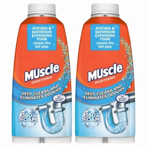 Image of Mr Muscle Drain Foamer 500ml x 1, Deep Cleans and Eliminates Odours, Bathroom Kitchen Pipes Unblocker with Welari Thank You Card | (2pack)