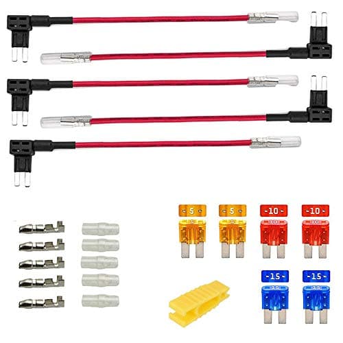 Image of Gebildet 5pcs 12V 24V Add-a-Circuit Micro 2 Fuse Tap, Piggy Back Blade Holder With Wire Harness, 6pcs Micro 2 Fuse (5A 10A 15A) and Puller