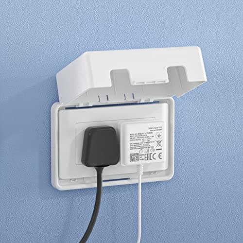 Image of SAFELON 1 Pack Double UK Socket Cover Box for Baby Safety, Childproof Electrical Outlet & Plug Cover Box with Waterproof Splashes, Switch Protector Cover for Home Safety, Screws Only (White)