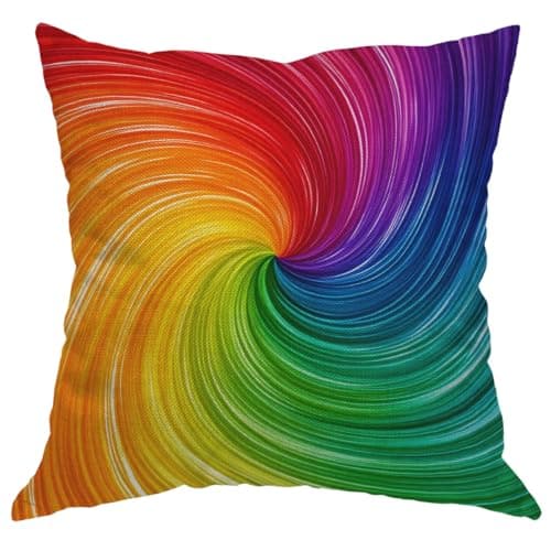 Image of Moslion Rainbow Pillows Decorative Throw Pillow Cover Rainbow Spiral Pattern Swirl Pillow Case 18x18 Inch Cotton Linen Square Cushion Cover for Valentine's Day Sofa Bed Multicolor