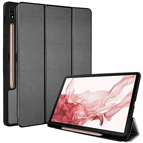 Image of TECHGEAR Smart Case for Samsung Galaxy Tab S8 11" 2022 Release (SM-X700 / SM/X706) PU Leather Slim Smart Case Stand Cover with Corner Protection [Auto Wake/Sleep] Soft TPU Holder - Grey