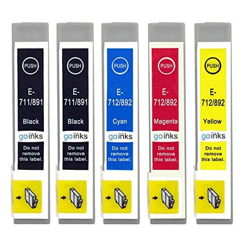 Image of Go Inks Compatible T0715 + T0711 Ink Cartridges - 5 Pack replaces T0711 T0712 T0713 T0714 for Epson Stylus Printers - 15ml & 13.5ml - Black, Cyan, Magenta, Yellow - 1x Set + Extra Black