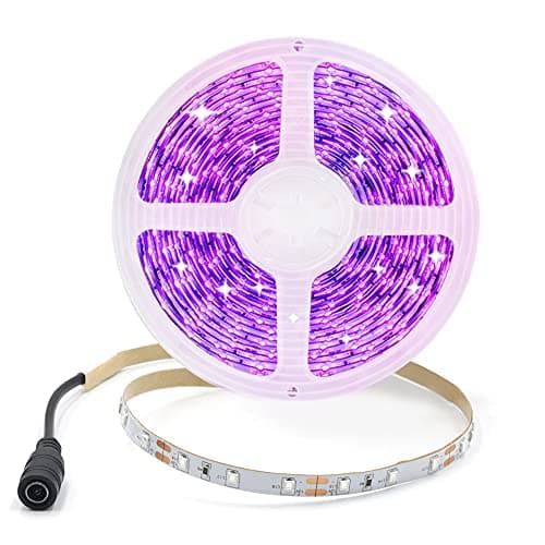 Image of Arotelicht LED Strip 16.4ft/5M 300LEDs Flexible Strip Cuttable SMD5050 Tape Lights for Kitchen Home Cabinet Mirror Door (No Power Supply/Plug) (5M 12volt, UV Black)